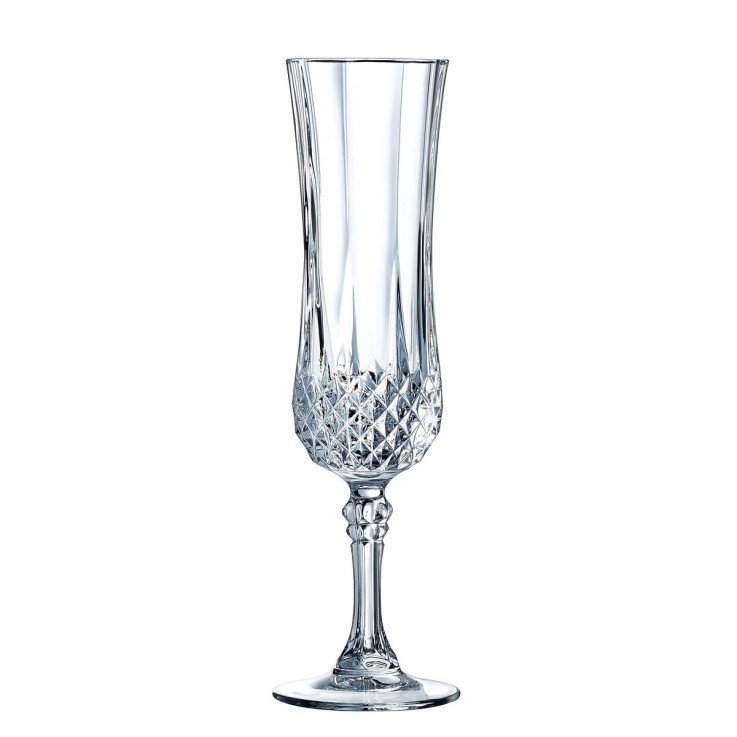 6 flûtes à Champagne 12cl Longchamp - Verre ultra transparent au design vintage