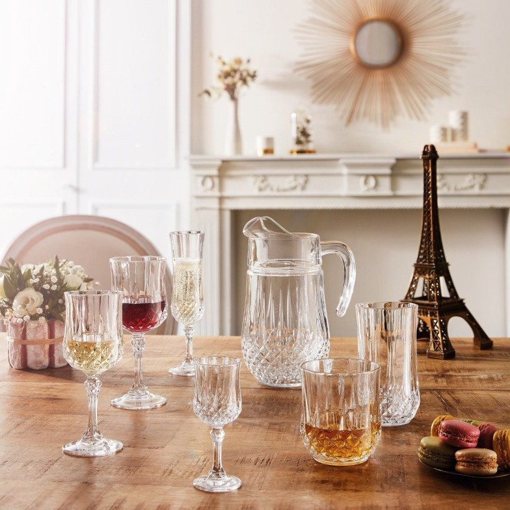 6 flûtes à Champagne 12cl Longchamp - Verre ultra transparent au design vintage
