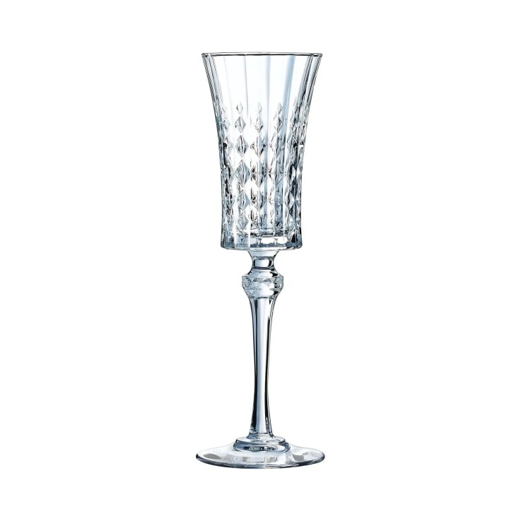 6 flûtes à champagne 15cl Lady Diamond - Verre ultra transparent au design vintage