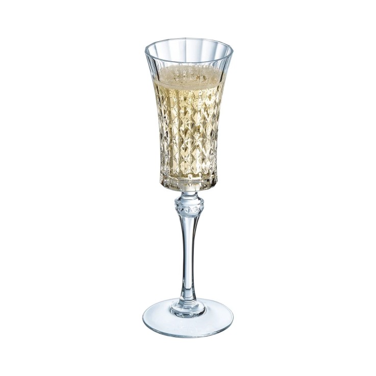 6 flûtes à champagne 15cl Lady Diamond - Verre ultra transparent au design vintage