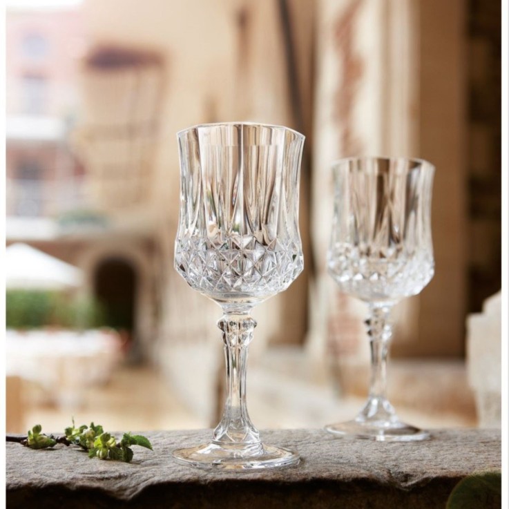 6 verres à pied 25cl Longchamp - Verre ultra transparent au design vintage