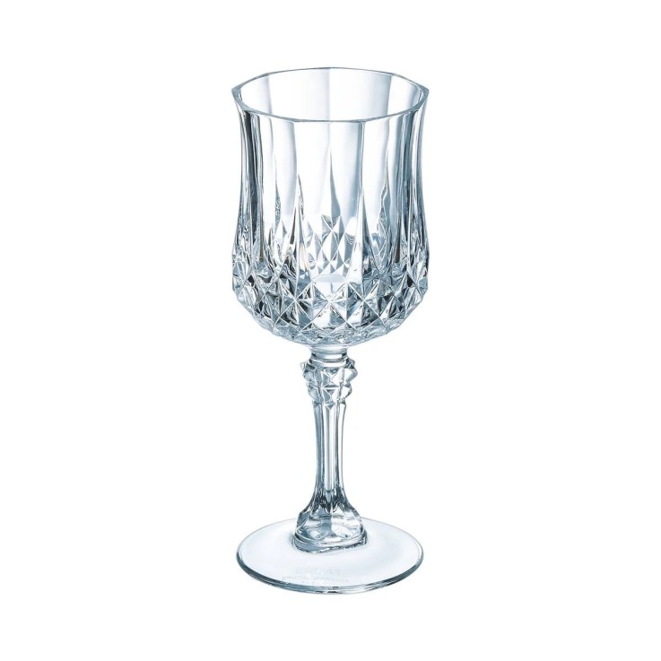 6 verres à pied 25cl Longchamp - Verre ultra transparent au design vintage
