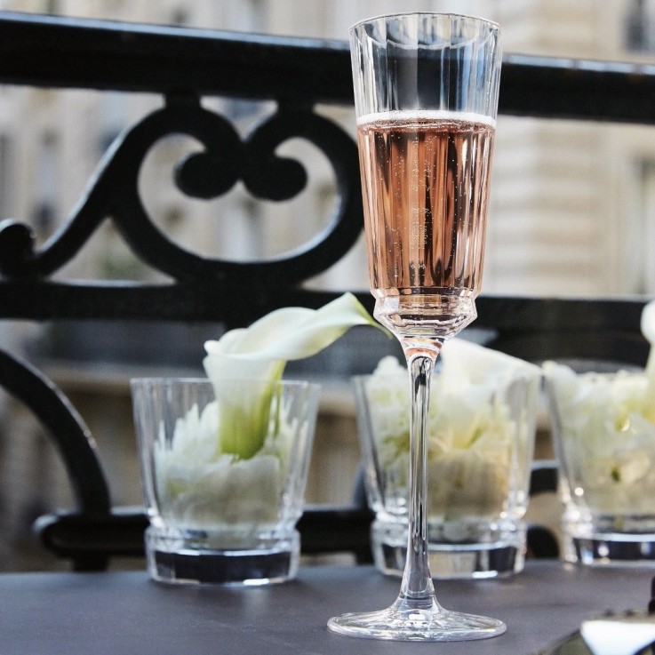 6 flûtes à Champagne 17cl Macassar - Verre ultra transparent au design vintage