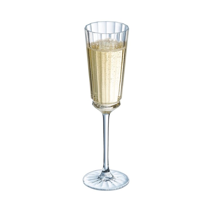 6 flûtes à Champagne 17cl Macassar - Verre ultra transparent au design vintage