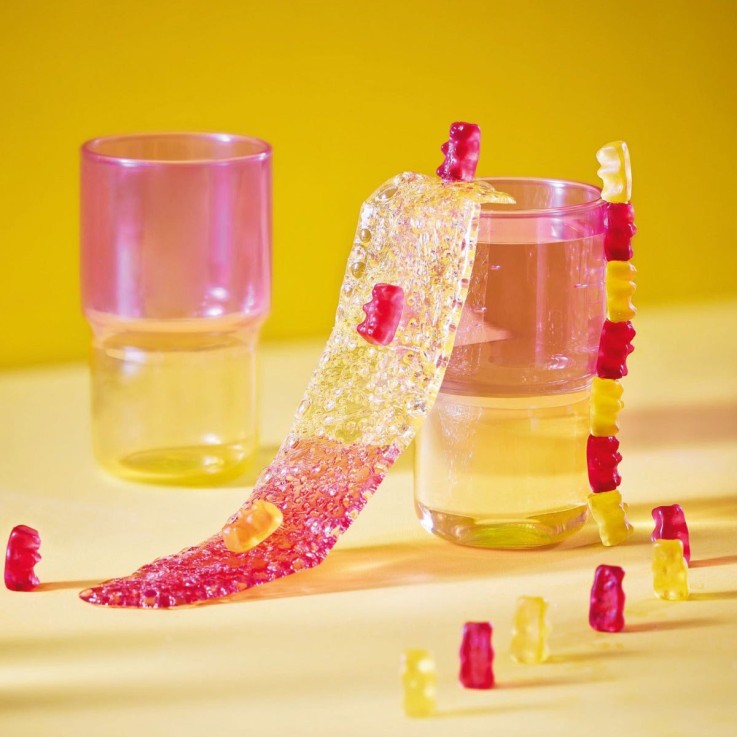 6 verres à eau jaune/rose 32 cl -CANDY MIX