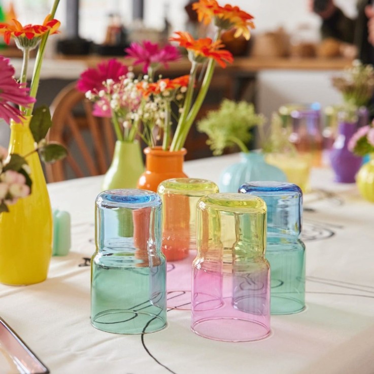 6 verres à eau jaune/rose 32 cl -CANDY MIX
