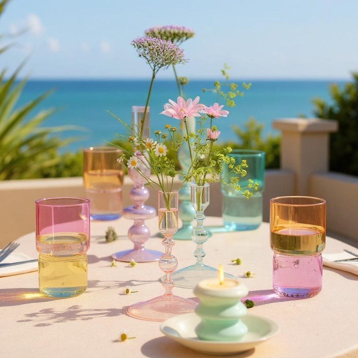 6 verres à eau violet/orange 32 cl -CANDY MIX