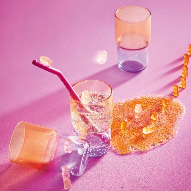 6 verres à eau violet/orange 32 cl -CANDY MIX