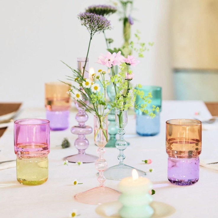 6 verres à eau violet/orange 32 cl -CANDY MIX