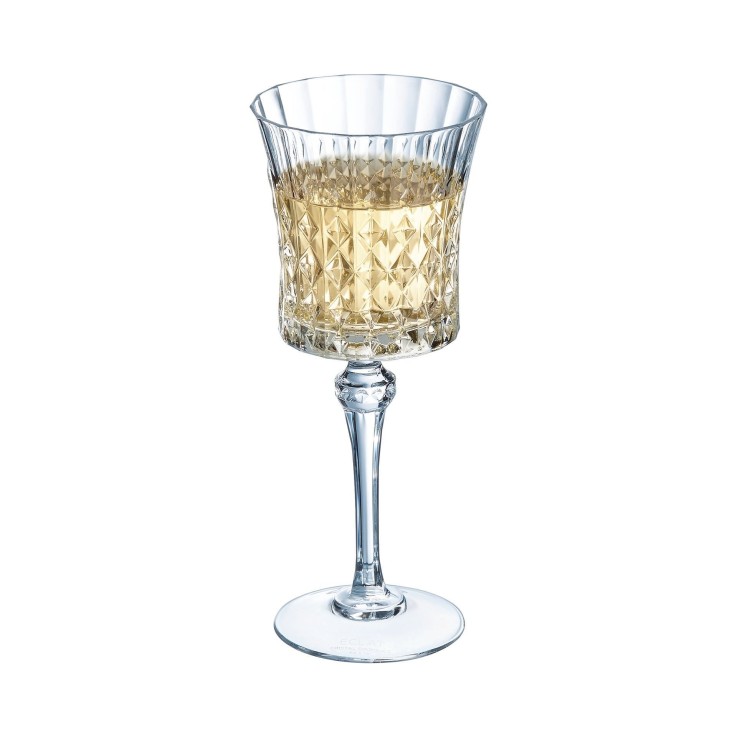 6 verres à vin rouge et blanc 27cl Lady Diamond - Verre ultra transparent au design vintage