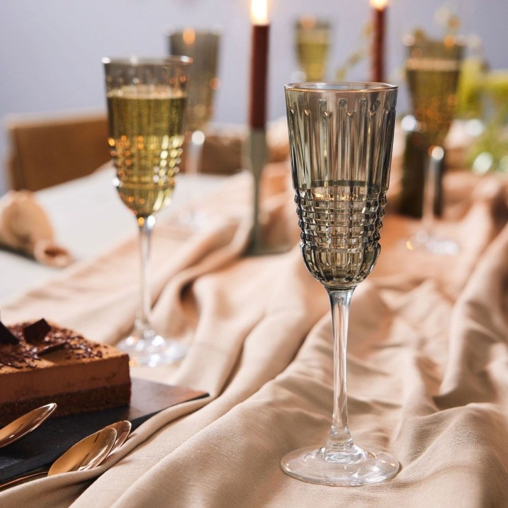 4 flûtes à champagne marrons 17cl Rendez-Vous Brume