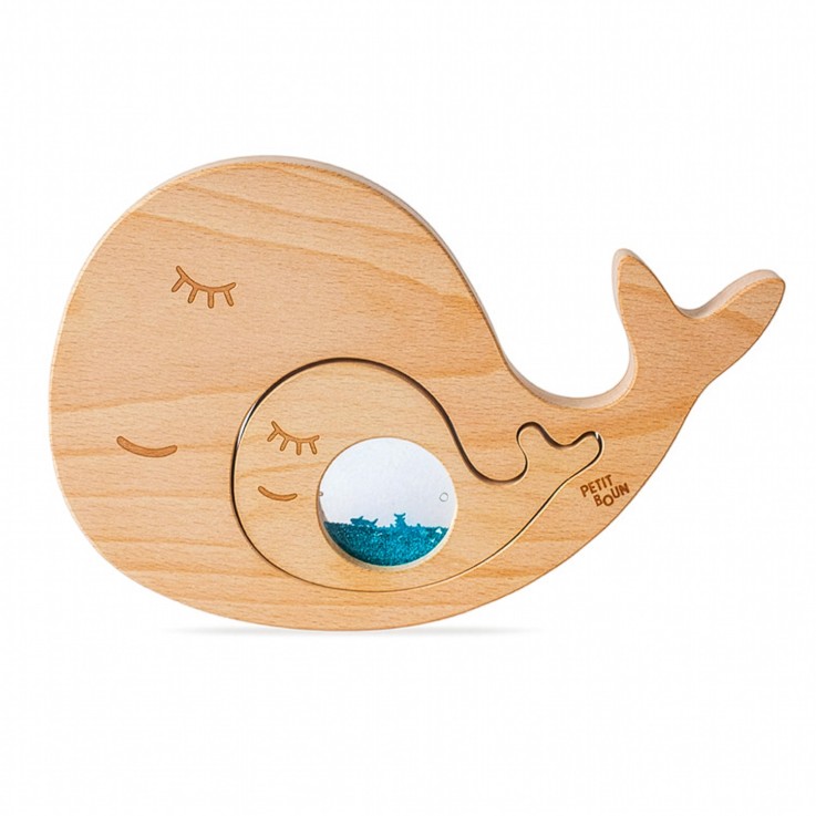 Jouet sensoriel puzzle en bois Baleine