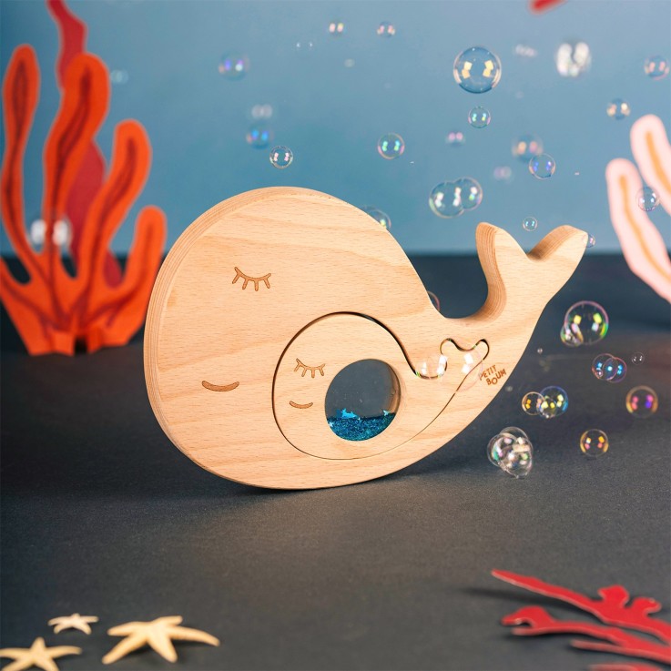 Jouet sensoriel puzzle en bois Baleine