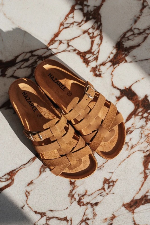Mules Carmen Noisette en cuir