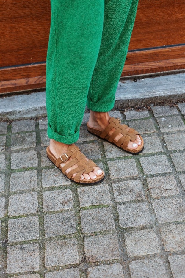 Mules Carmen Noisette en cuir