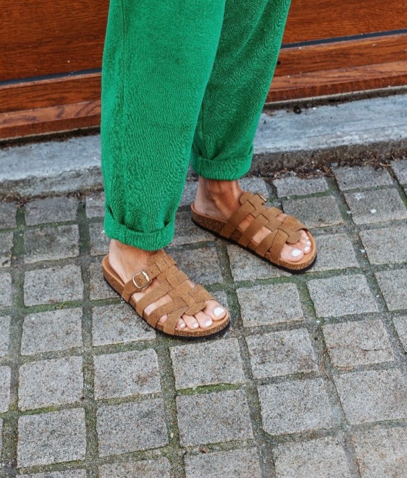Mules Carmen Noisette en cuir
