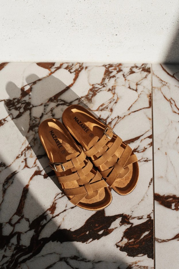 Mules Carmen Noisette en cuir