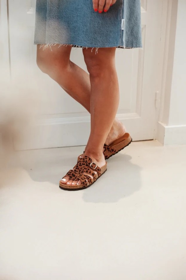 Mules Carmen Léopard Foncé en cuir