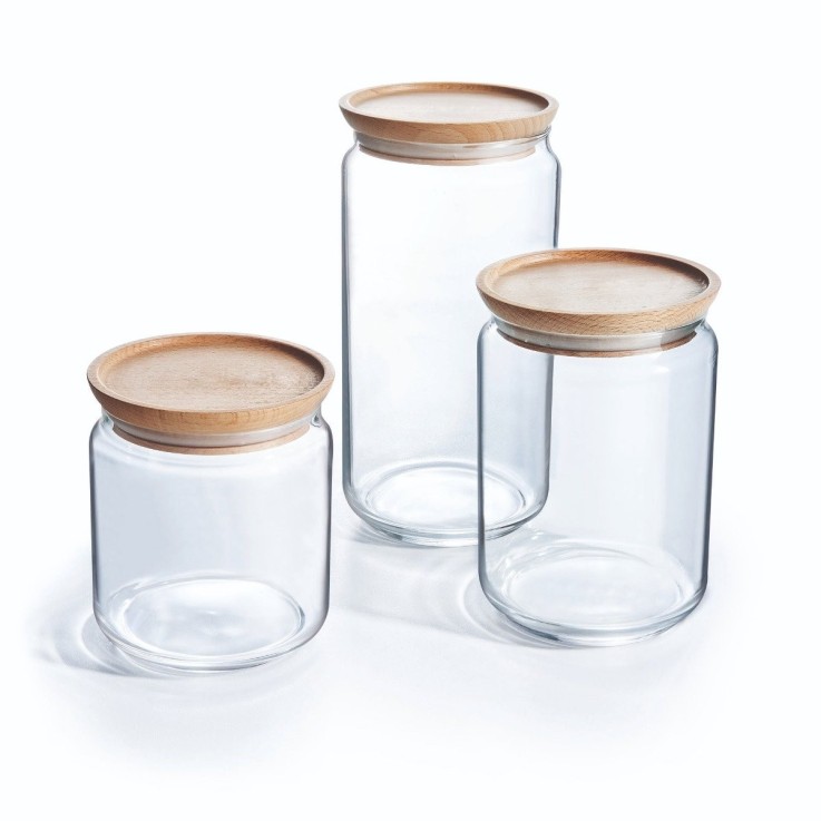 Lot de 3 pots de conservation -PURE JAR WOOD