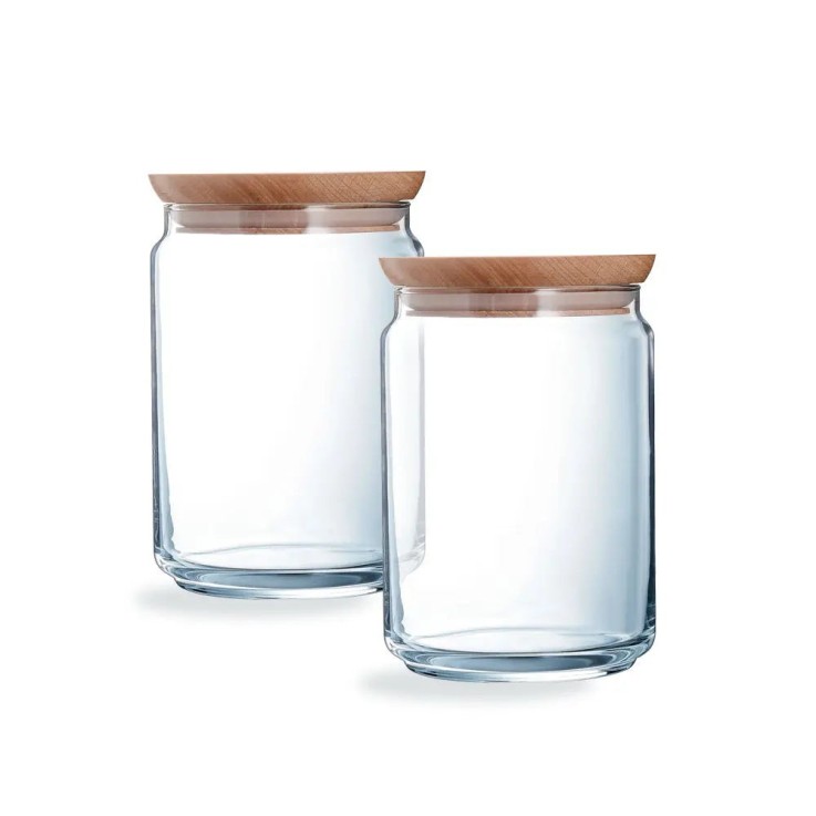 2 pots de conservation 1L -PURE JAR WOOD