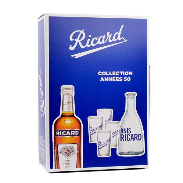 Coffret Ricard collection Années 50 - Bouteille 70cl, 1 carafe et 4 verres