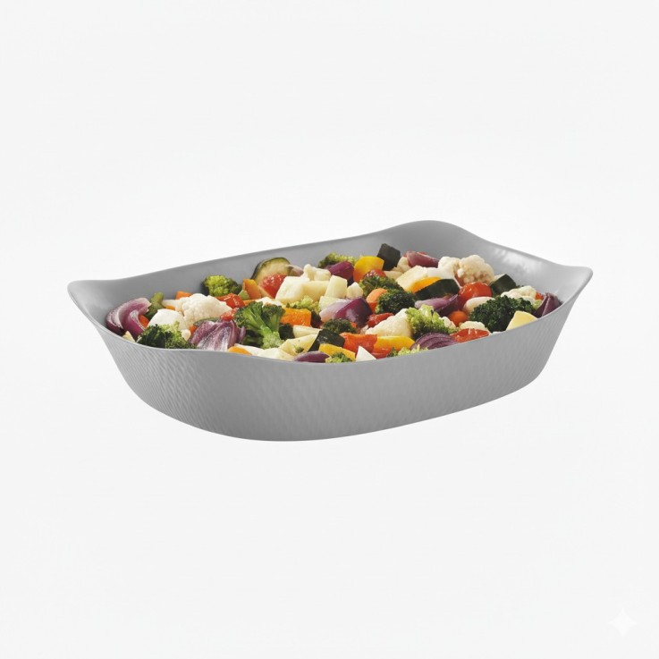 Plat rectangle gris 34cm -SMART CUISINE WAVY
