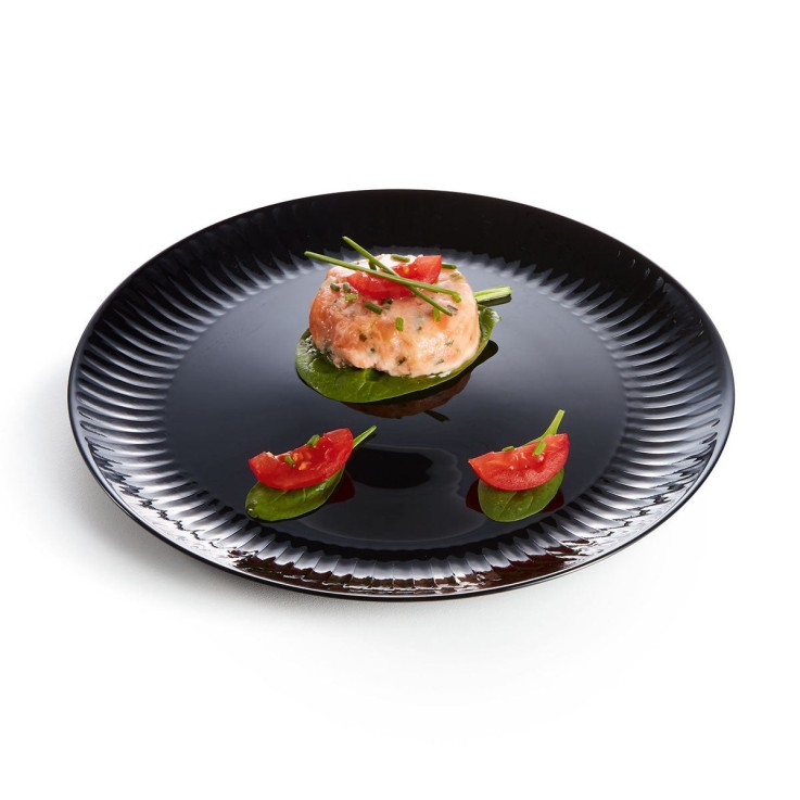 6 assiettes plates noires 25 cm -COTTAGE