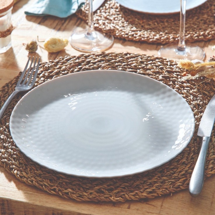 6 assiettes plates grises 25 cm -PAMPILLE