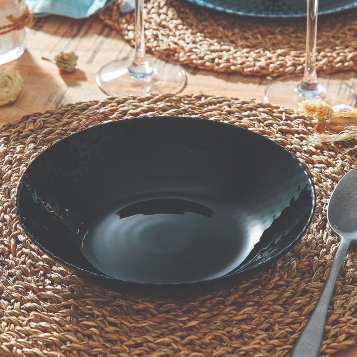 6 assiettes creuses noires 20 cm -PAMPILLE