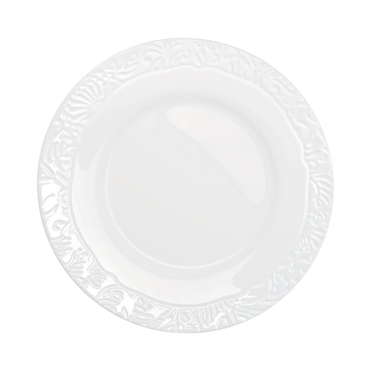 6 assiettes plates blanches en opale 25 cm -DANBURY