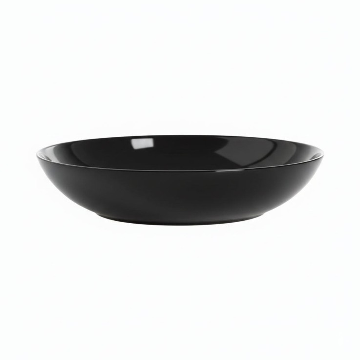 6 assiettes creuses noires en verre 20 cm -APY