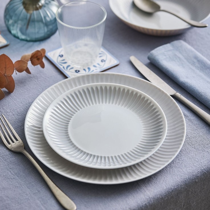 6 assiettes plates grises 25 cm -COTTAGE
