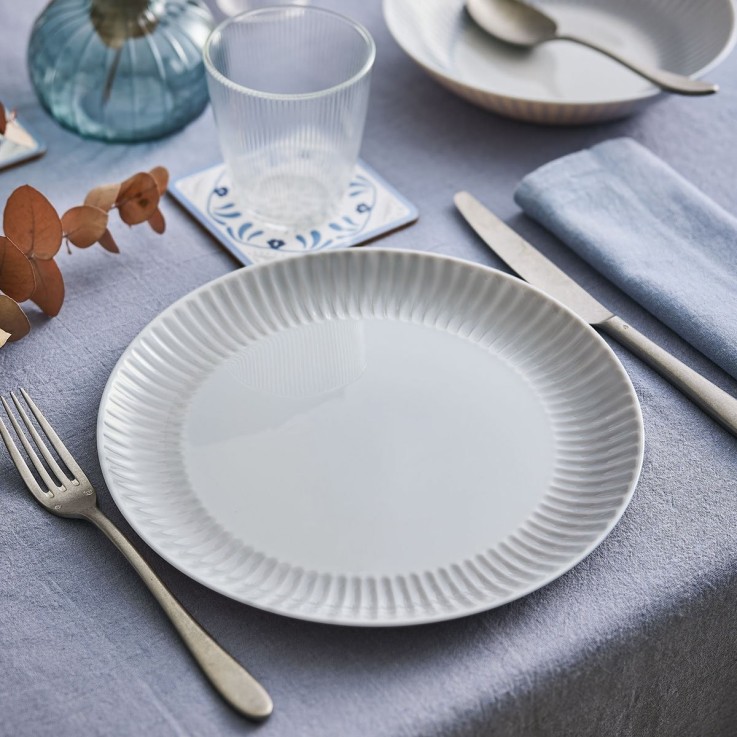 6 assiettes plates grises 25 cm -COTTAGE