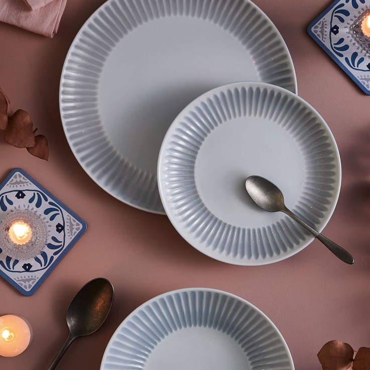 6 assiettes plates grises 25 cm -COTTAGE