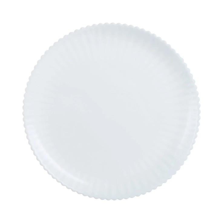 6 assiettes plates blanches en opale 25 cm -BLOOM