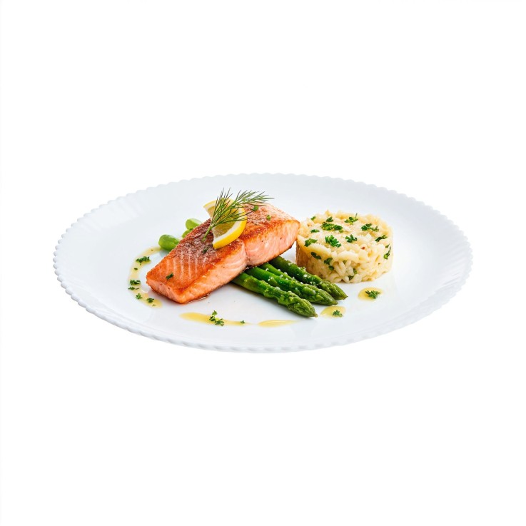 6 assiettes plates blanches en opale 25 cm -BLOOM