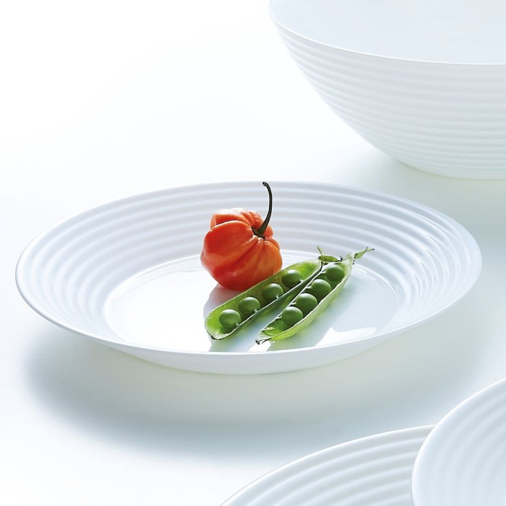 6 assiettes creuses blanches 23cm -HARENA