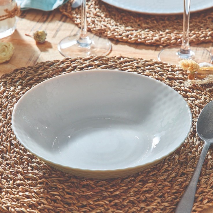 6 assiettes creuses grises 20 cm -PAMPILLE