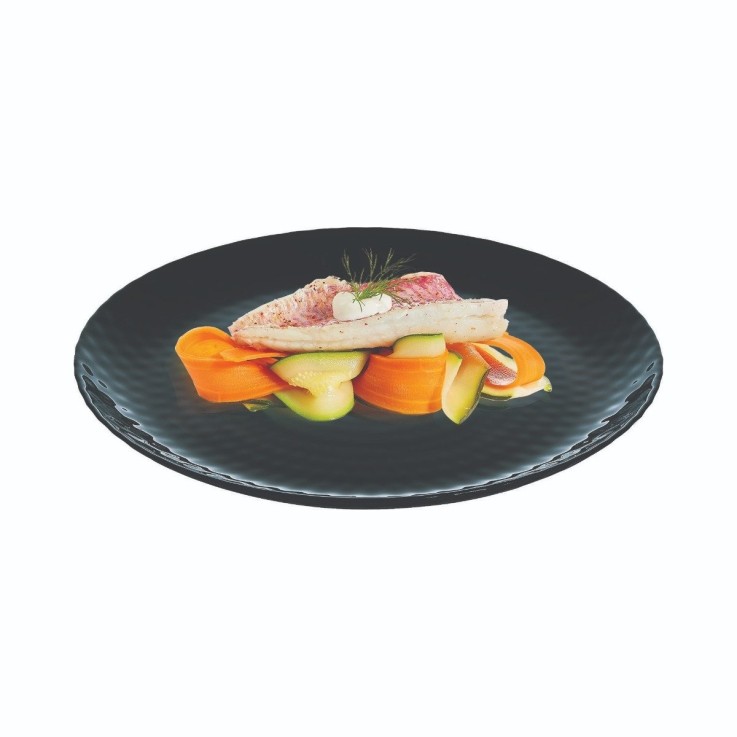 6 assiettes plates noires 25 cm -PAMPILLE