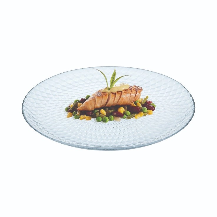 6 assiettes plates en verre 25 cm -PAMPILLE