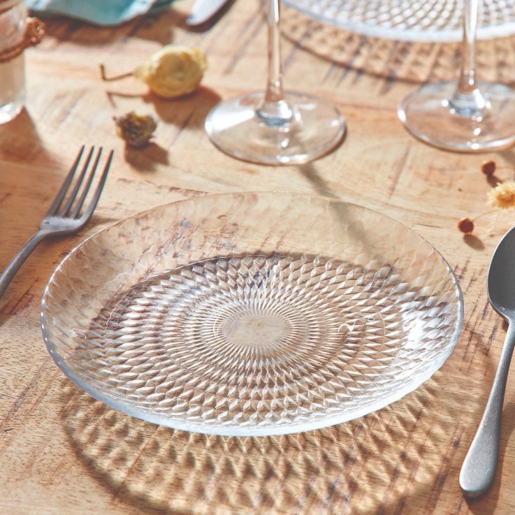 6 assiettes à dessert en verre 19 cm -PAMPILLE