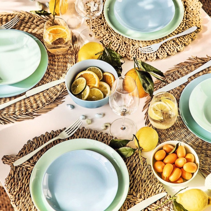 6 assiettes plates bleues 25cm -DIWALI