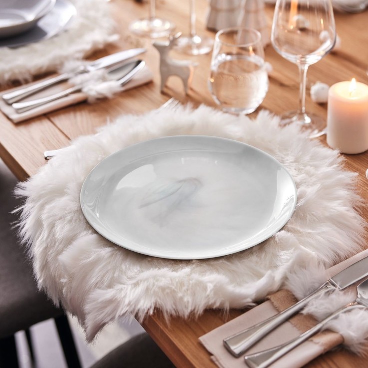 6 assiettes grises effet marbré 25 cm -DIWALI