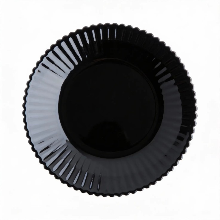 6 assiettes creuses noires en verre 20 cm -BLOOM