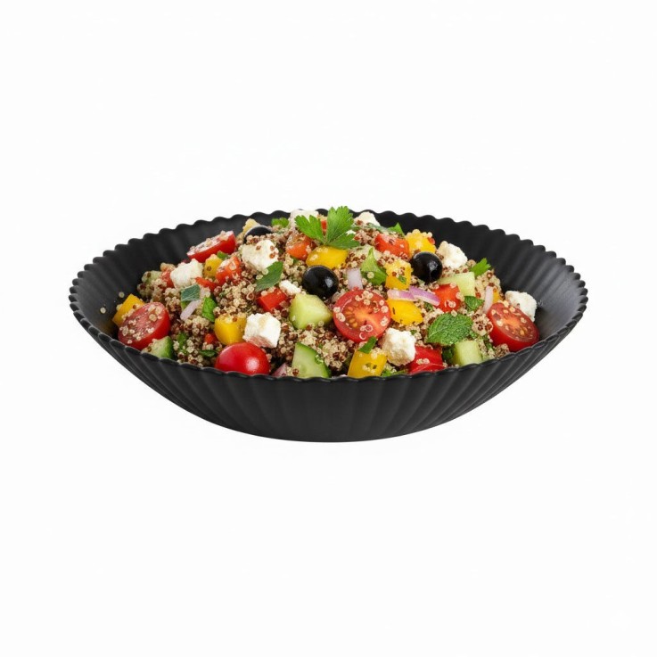 6 assiettes creuses noires en verre 20 cm -BLOOM