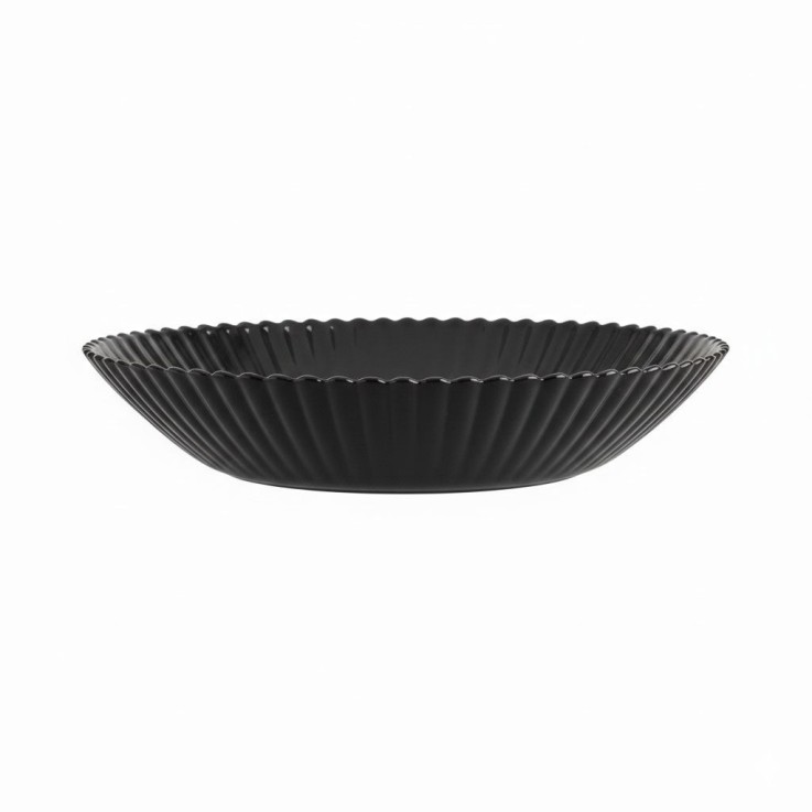6 assiettes creuses noires en verre 20 cm -BLOOM
