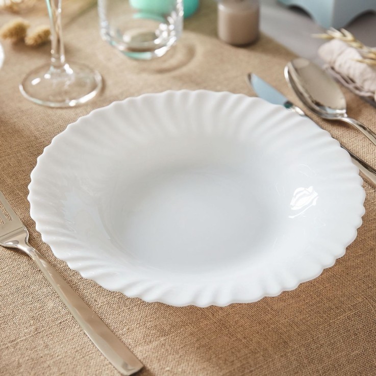 6 assiettes creuses blanches 23 cm -FESTON