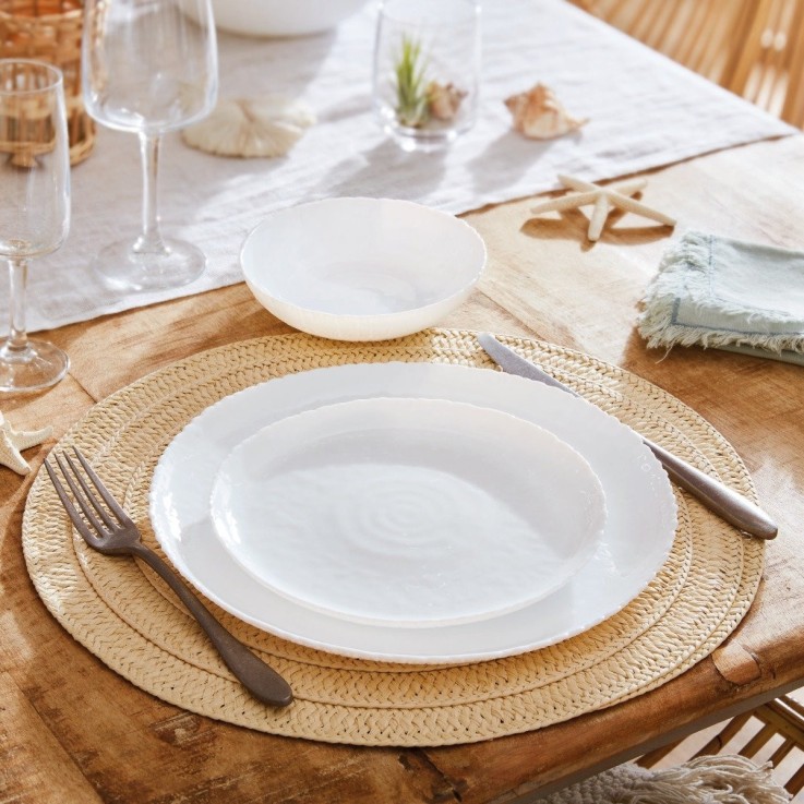 6 assiettes à dessert blanches 19cm -AMMONITE
