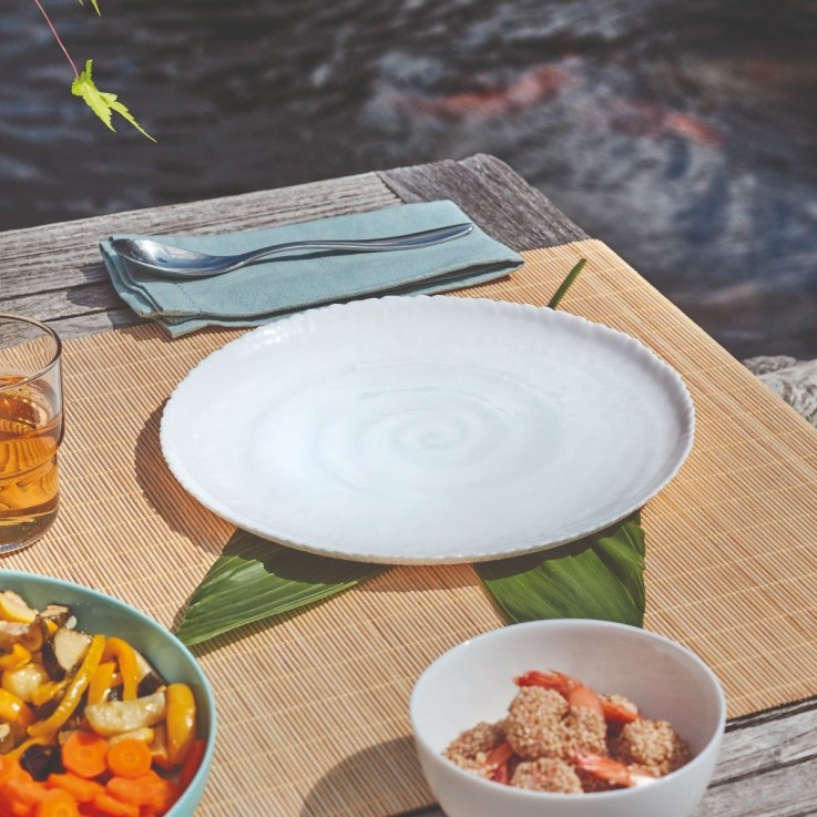 6 assiettes plates blanches 26cm -AMMONITE