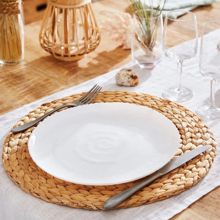 6 assiettes plates blanches 26cm -AMMONITE